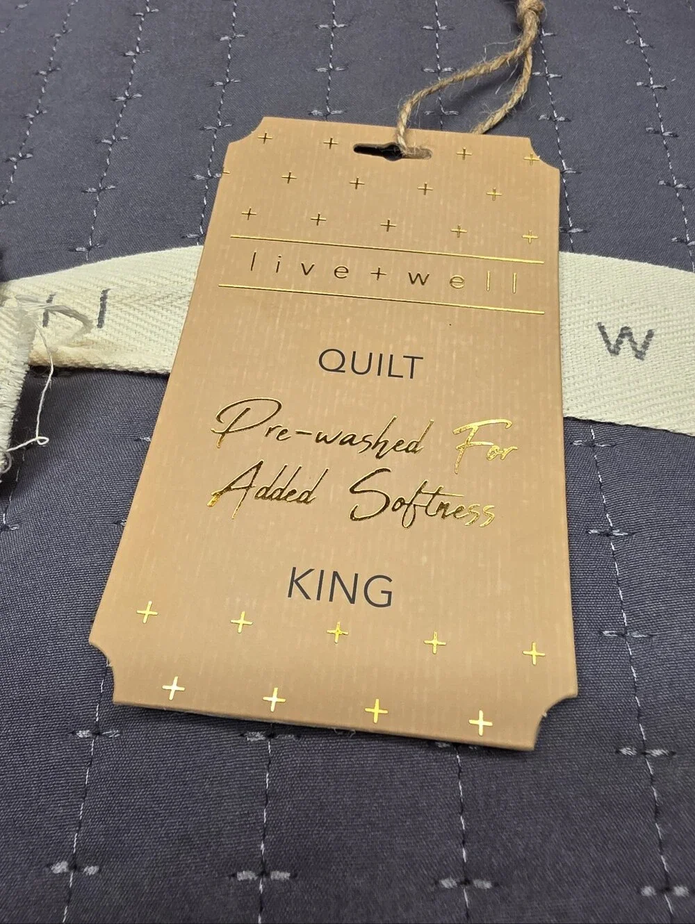 LIVE & WELL Garment Washed Box Stitch Quilt KING Size Logan CHARCOAL Gray - NEW